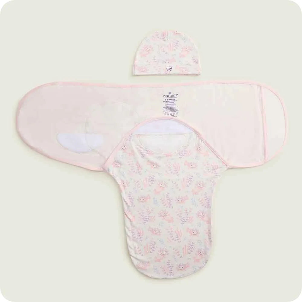 Pink Axolotl Swaddle & Beanie Gift Set
