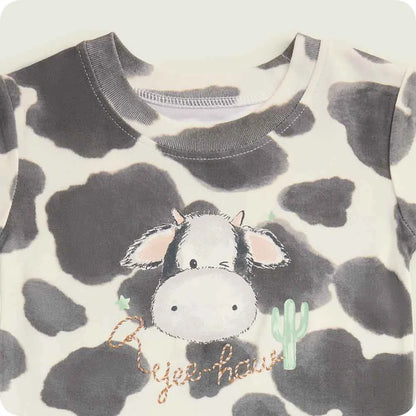Black and White Cow Shorties Pajamas